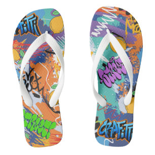 Modern street art l Vibrant artwork l Blue Jandals
