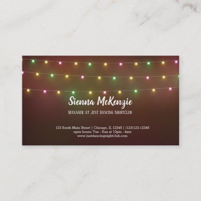 Modern string lights business card (Front)