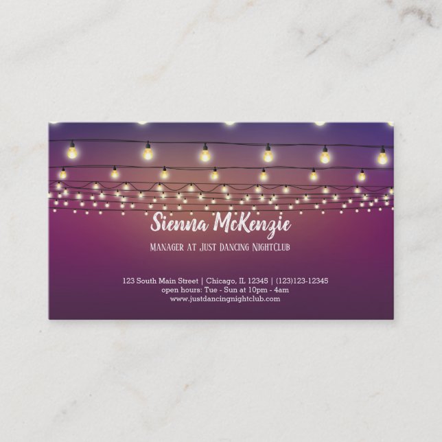 Modern string lights business card (Front)