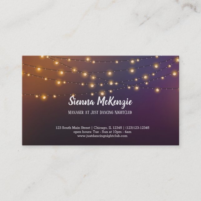 Modern string lights business card (Front)