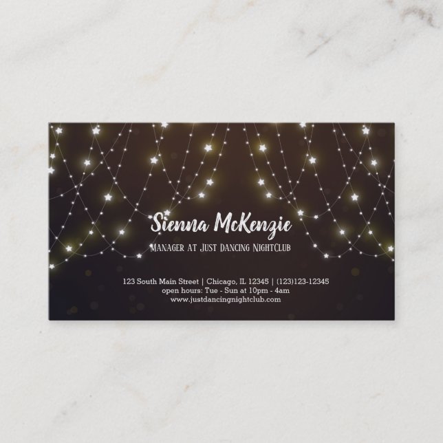 Modern string lights business card (Front)