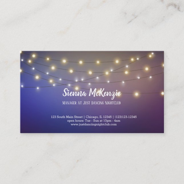 Modern string lights business card (Front)