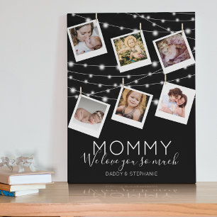 Modern String Lights Mummy Photo Collage Plaque