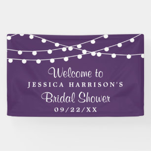 Modern String Lights On Purple Bridal Shower Banner