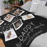 Modern String Lights Photo Collage Fleece Blanket<br><div class="desc">No matter the occasion, this personalised blanket is sure to be a gift of treasured memories that Dad will cherish forever. Featuring 6 photos of your choosing and customisable text reading 'DADDY, I LOVE YOU SO MUCH, ' plus your name beneath, it's perfect for Father's Day, birthdays, Christmas, and more....</div>