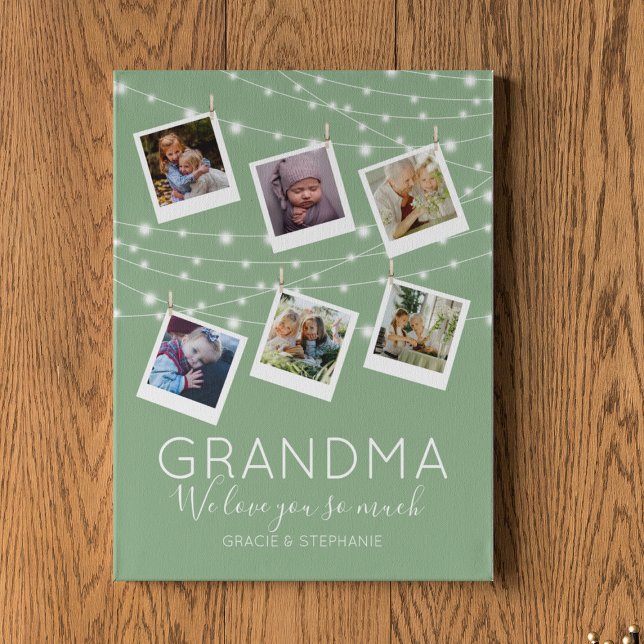 Modern String Lights Photo Collage Plaque (Creator Uploaded)