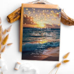 Modern String Lights Tropical Beach Summer Wedding Invitation<br><div class="desc">Step into the beauty of a tropical beach summer by personalizing your own modern string lights wedding invitation. Each invitation embodies the vibrant, relaxed atmosphere of a summer beach, framed by the welcoming glow of string lights. This custom piece, by Mylini Design, captures the essence of contemporary elegance amid nature's...</div>