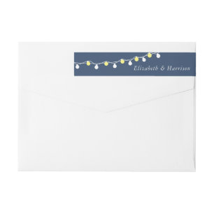 Modern String Lights, Yellow & White Wedding Wrap Around Label