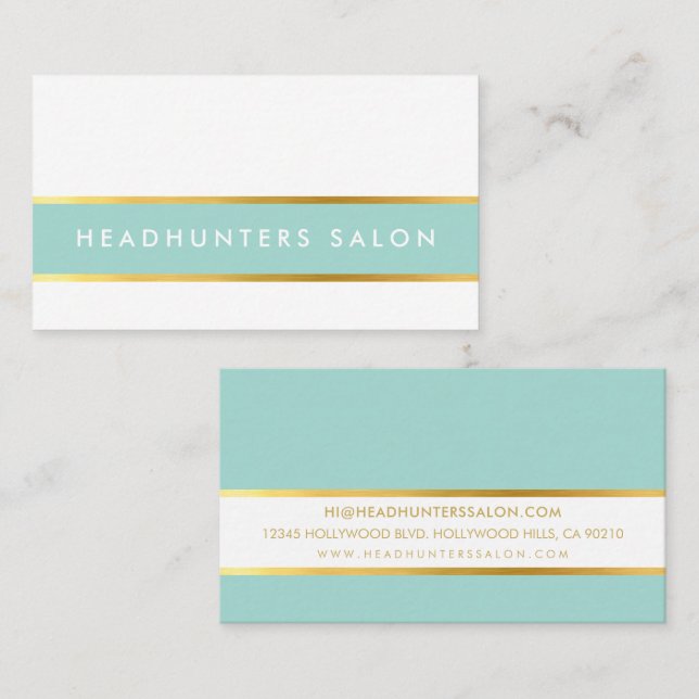 MODERN STRIP skinny band simple slick mint gold Business Card (Front/Back)