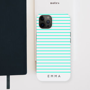 Modern Stripe   Aqua Cyan Fun Contemporary Name iPhone 13 Case