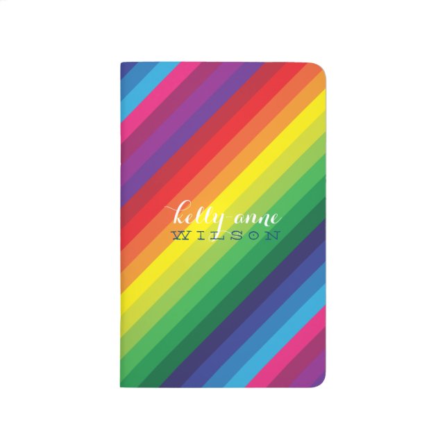 MODERN STRIPE bold bright colourful rainbow Journal (Front)
