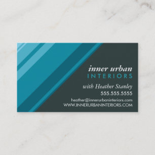 MODERN STRIPE bold fresh monochrome aqua grey Business Card