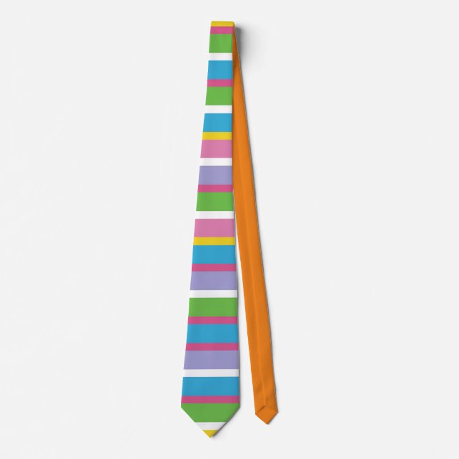 Modern Stripe Colourful Summer Hip Fun Preppy Tie (Front)