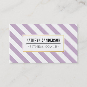 MODERN stripe gold logo emblem lavender purple Business Card