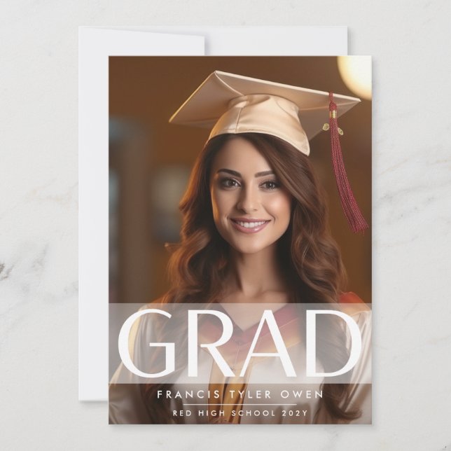 Modern Stripe GRAD High School | Photo Class of Announcement (Front)