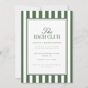 Modern Stripe Green Bachelorette Weekend Itinerary Invitation