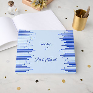 Modern stripe pattern on pale blue guest book