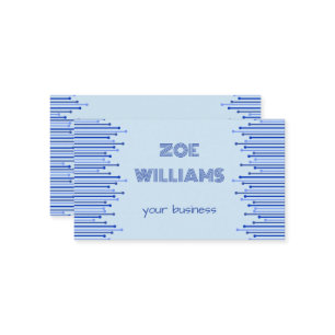 Modern stripe pattern on pale blue personalised  business card