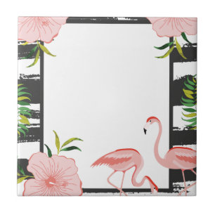 Modern Stripe Pink Flamingo Tile