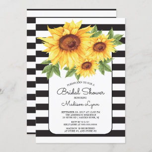 Modern Stripe Sunflower Bridal Shower Invitation