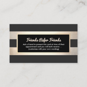 Modern Striped Black and FAUX Gold Foil Referral