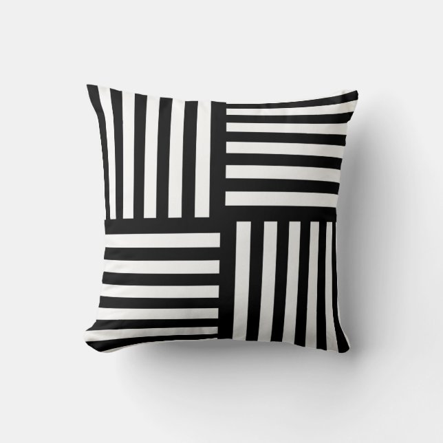 Modern Striped Black Throw Pillow Minimalist (Front)