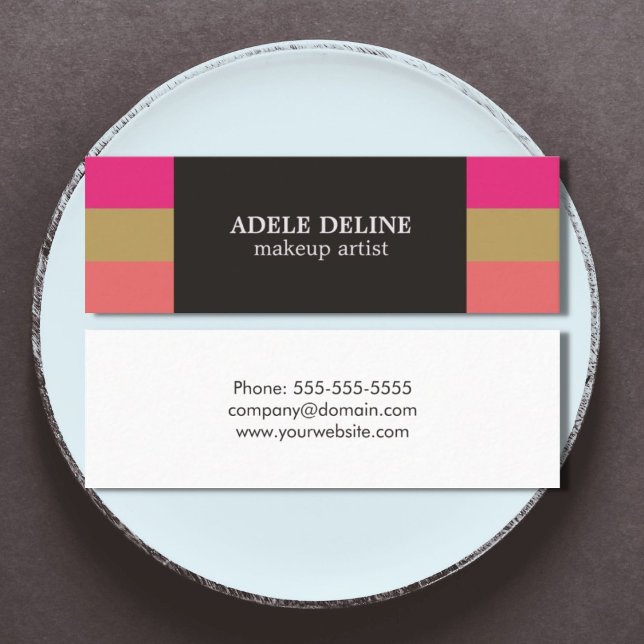 Modern Striped Colourful Chic Makeup Artist Mini Business Card (Creator Uploaded)