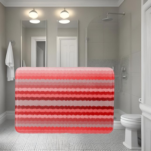 Modern striped design in various shades of red bath mat (Creator Uploaded)