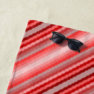 Modern striped design in various shades of red beach towel