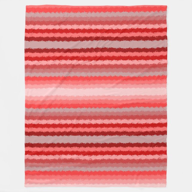 Modern striped design in various shades of red fleece blanket (Front)