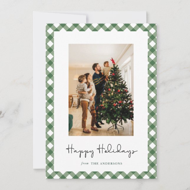 Modern Striped Frame Christmas Family Photo cards (Front)