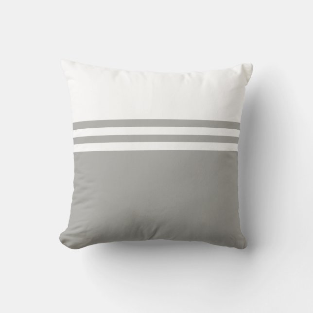 Modern striped Grey and White Cushion (Front)