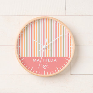 Modern striped kids room clock