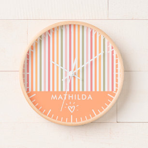 Modern striped kids room clock