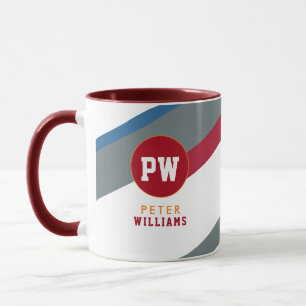 modern striped monogram mug