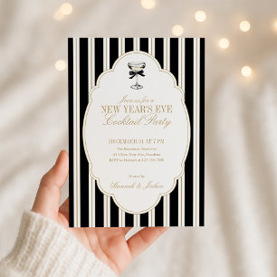 Modern Striped New Year's Eve Party Invitation