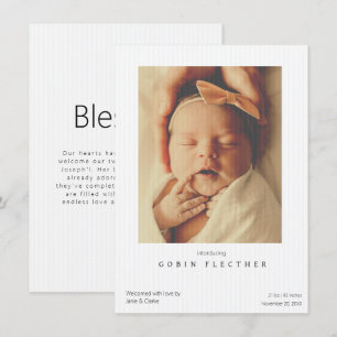 Modern Striped Newborn Photo Birth Announcement