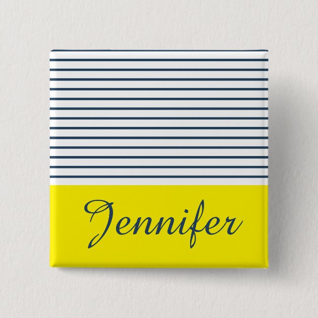 Modern striped pattern 15 cm square badge (Front)