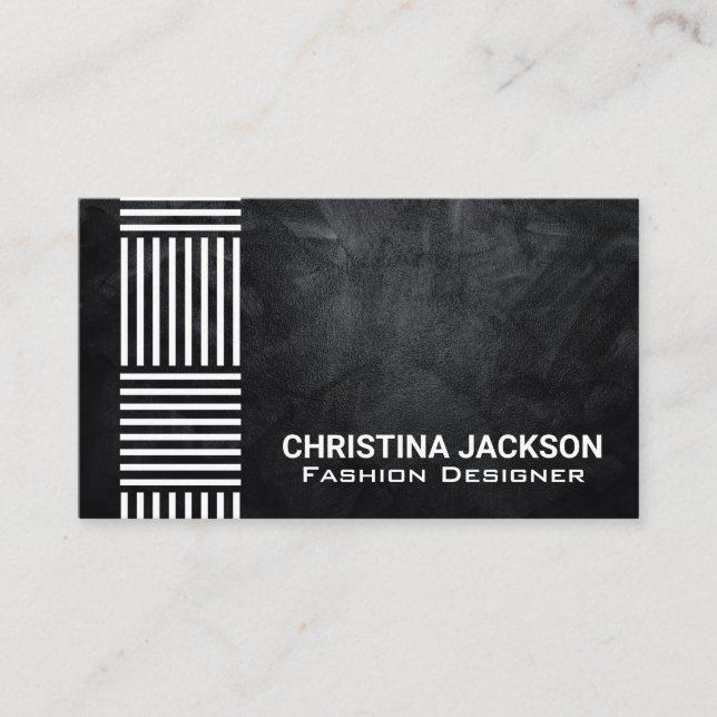 Modern Striped Pattern | Black Texture Wall Business Card (Front)