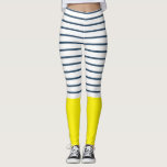 Modern striped pattern leggings<br><div class="desc">Modern white,  blue and yellow striped pattern decoration</div>