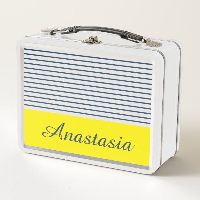 Modern striped pattern metal lunch box (Front)