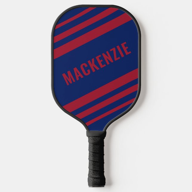 Modern Striped Personalized Custom Color Pickleball Paddle (Front)