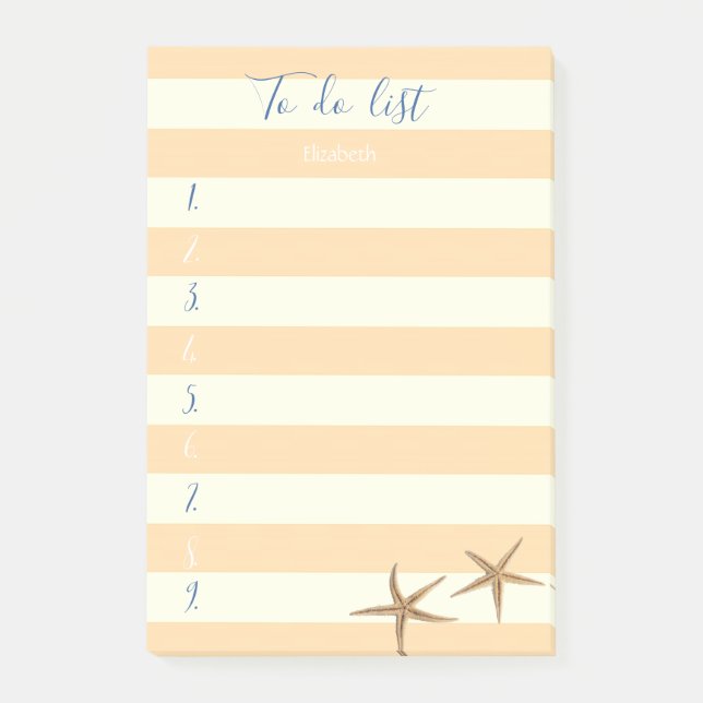 Modern  Striped,Sea stars,To Do List Post-it Notes (Front)