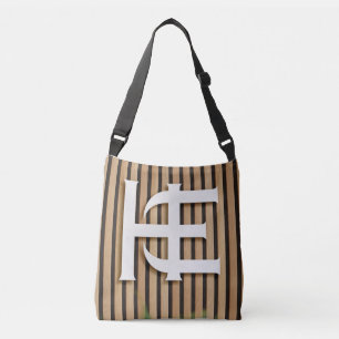 Modern Striped Shoulder Bag with Bold Monogram Des