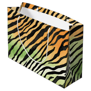 Modern Striped tiger skins Print big cats feline a Large Gift Bag