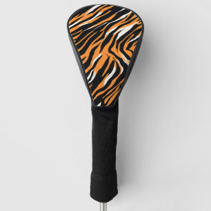 Modern Striped tiger skins Print feline wild black Golf Head Cover
