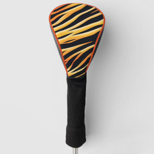 Modern Striped tiger skins Print feline wild black Golf Head Cover
