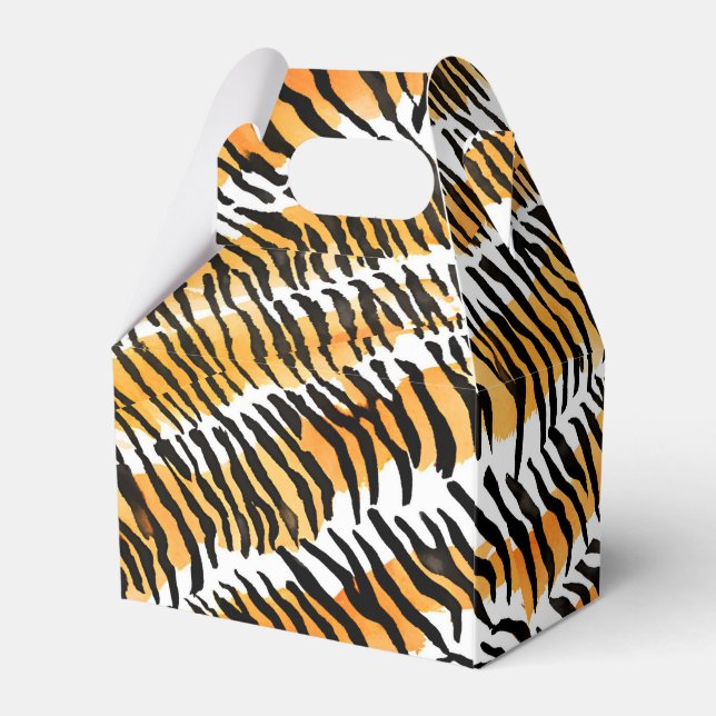 Modern Striped tiger skins Print wild animals wild Favour Box (Back Side)