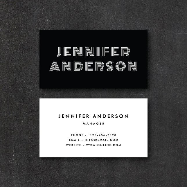 Modern Striped Type Black & White Business Card (Creator Uploaded)