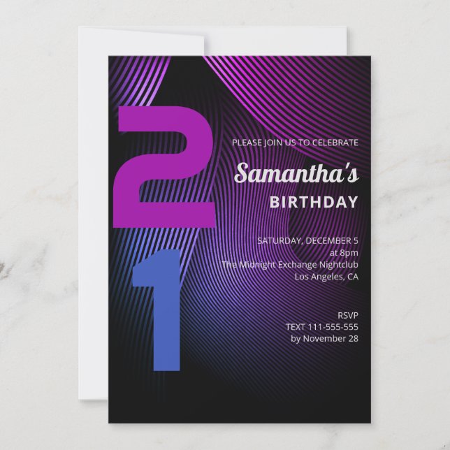 Modern Stripes 21st Birthday Invitation (Front)